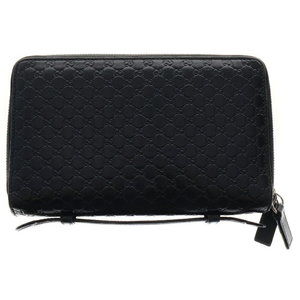 Gucci Micro Guccissima Travel Document Case Zip Long Wallet Black